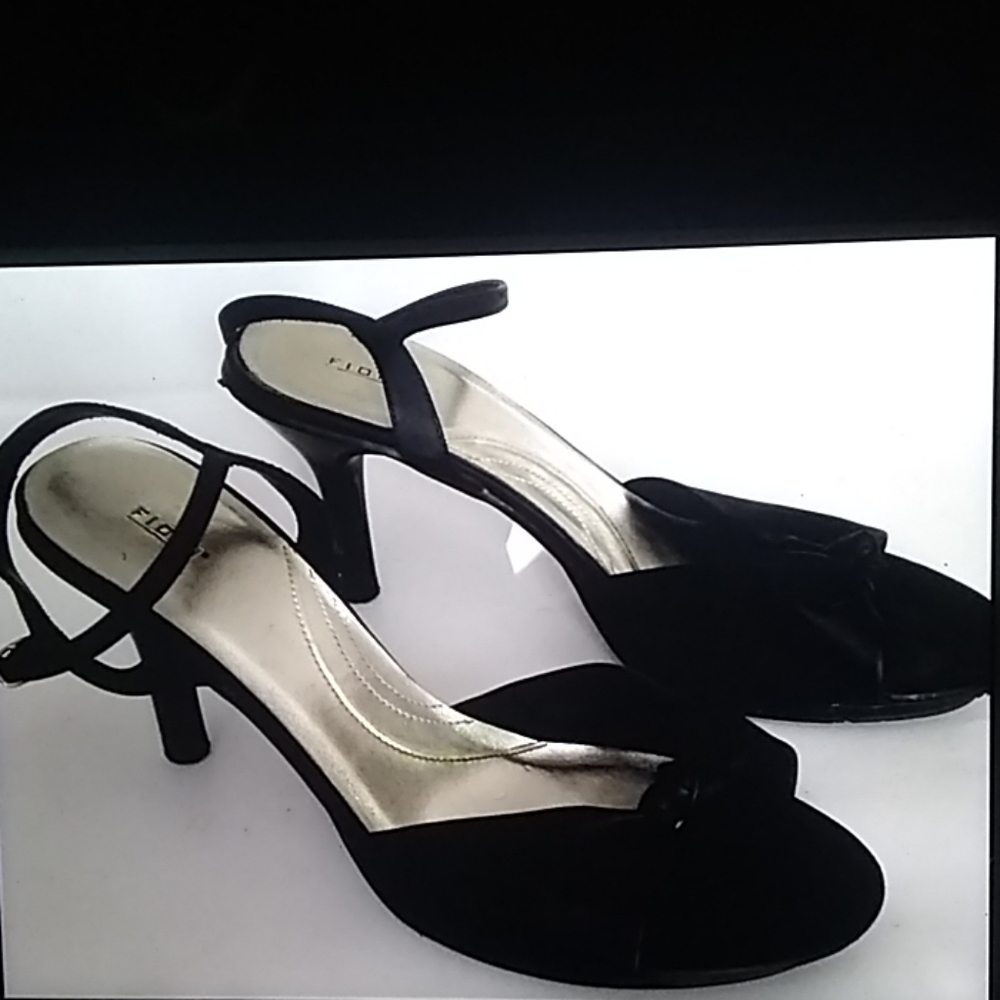 Fioni Black Heels Peep Toe Nice Dress Heel